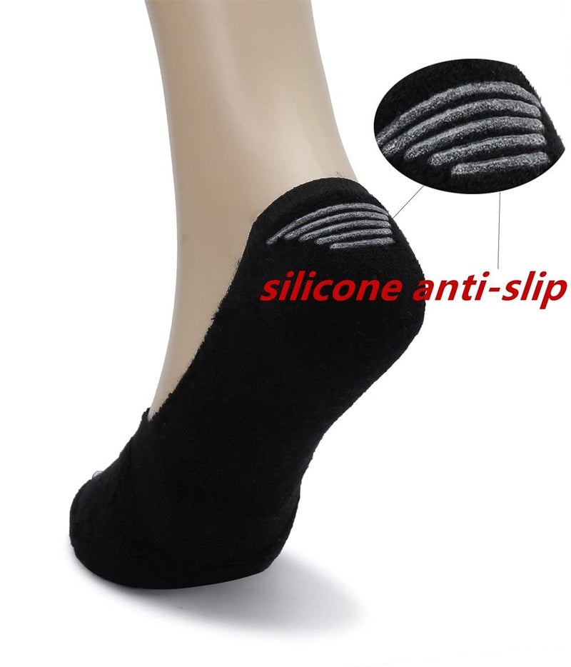 Pareberry Women's Thick Cushion Cotton Athletics Casual Low Cut Flat Non-Slip Boat Liner No Show Socks-5/10 Pack (Shoe Size: 5-8.5, Black) - Image 3
